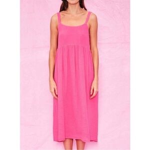 Anthropologie SUNDRY tie back midi dress in azalea size Large O27